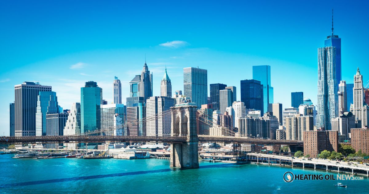 New York City skyline over water. Heating Oil News in New York.